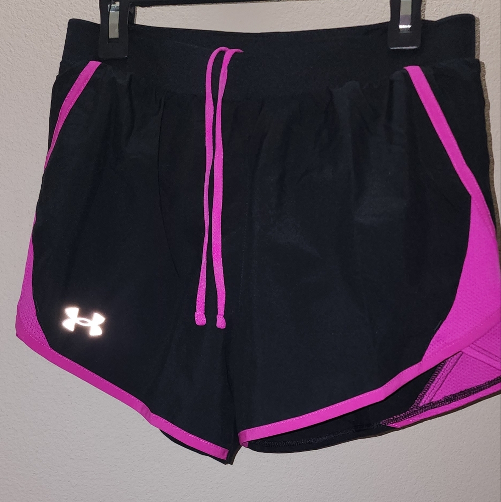 Under Armour Women's Black and Pink Shorts